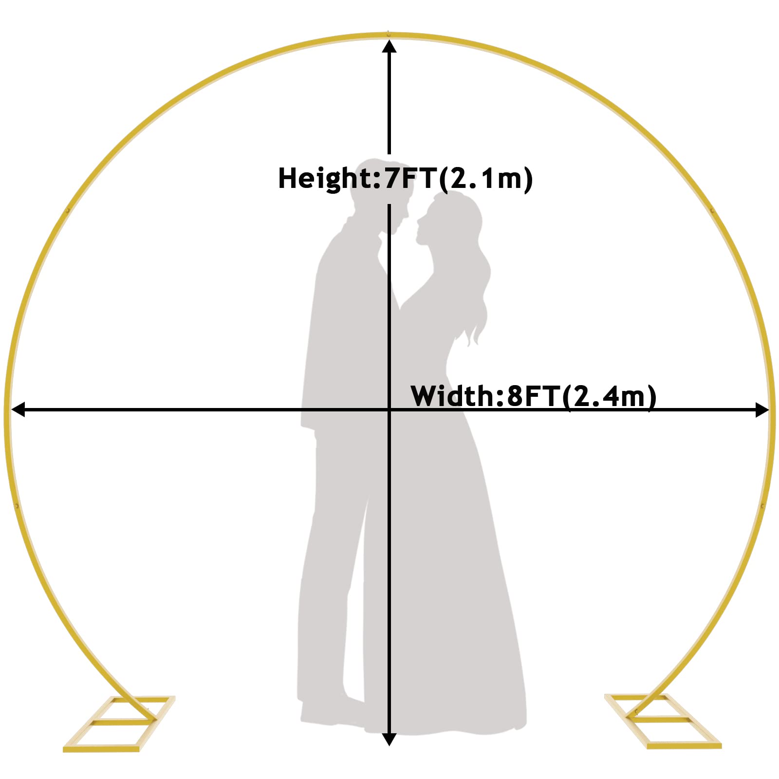 Putros 8FT Gold Round Backdrop Stand Metal Circle Balloon Arch Frame Wedding Arch for Ceremony Birthday Party Anniversary Bridal Graduation Decoration