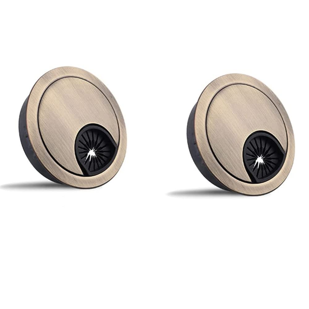 2Pcs 60mm Desk Cable Grommets,Computer Desk Metal Cable Hole,Round Cable Hole Cover for Desktop Cable Organizer