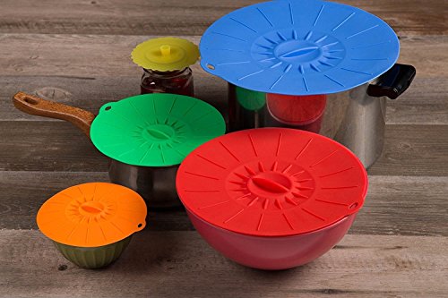 Kitchen Winners  Set of 5 Silicone Microwave Plate Covers Bowl Lids, Various Sizes, Multi Color. - Thumbnail 2