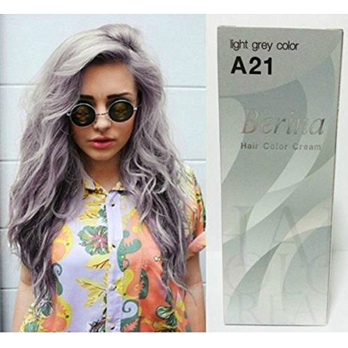 Berina Light Gray Hair Dye A21 Hair Color Cream Dye Light Grey 60 G Super Permanent Fashion Unisex Containing An Innovative Component Which Protects
