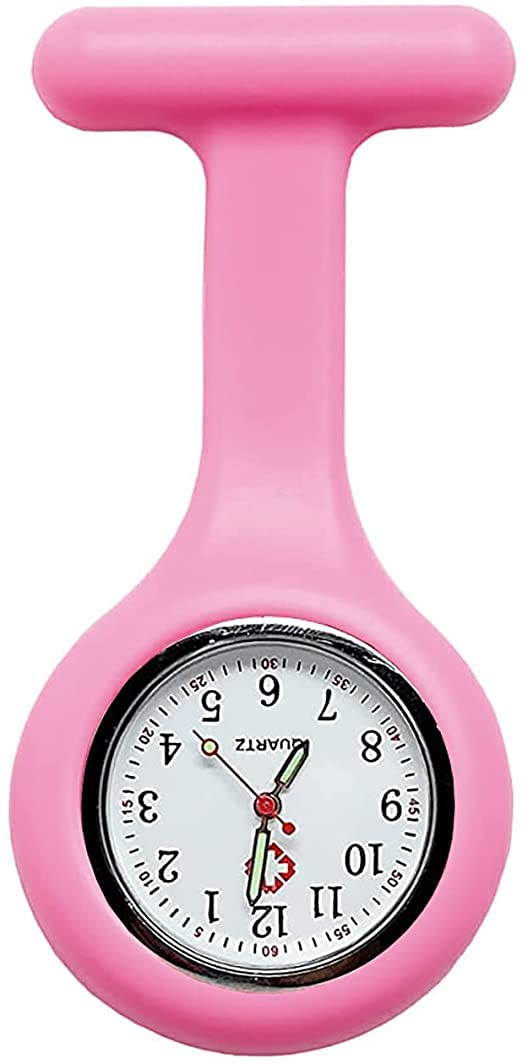 Exeton - Nurses Fob Watch Brooch for Women, Infection Control Design Health Care Industry Nurses Watch Silicon (Pink)