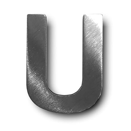Individueller Metall-Buchstabe “U” aus gebürstetem Edelstahl – Höhe 4cm – Hausnummer, Zimmerbeschriftung, Bürobeschriftung, T