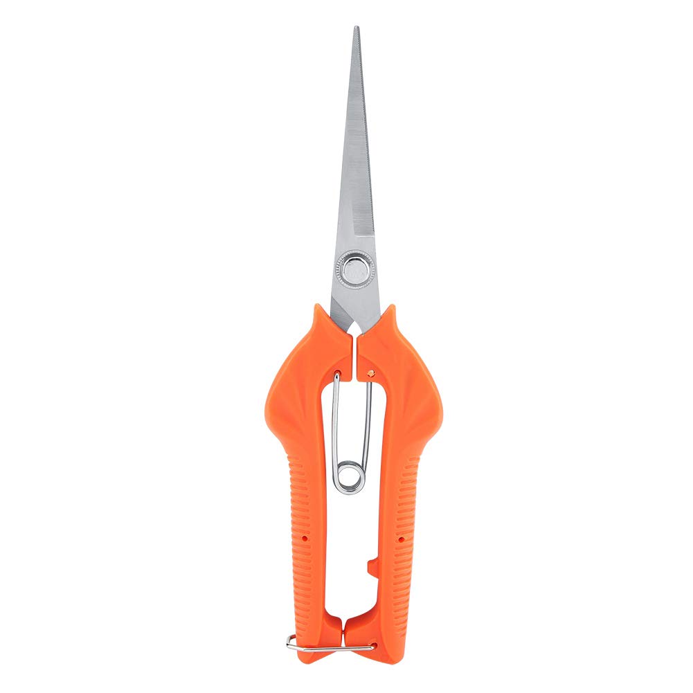 Lengthened Straight Head Band Serration Stainless Steel Pruning Shears Hand Trimmer for Picking Fruit and Garden Workings