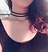UdobuyPunk Gothic Double Layer Black Velvet PU Leather Chain Necklace Stretch Tattoo Choker Elastic Tassel Necklaces