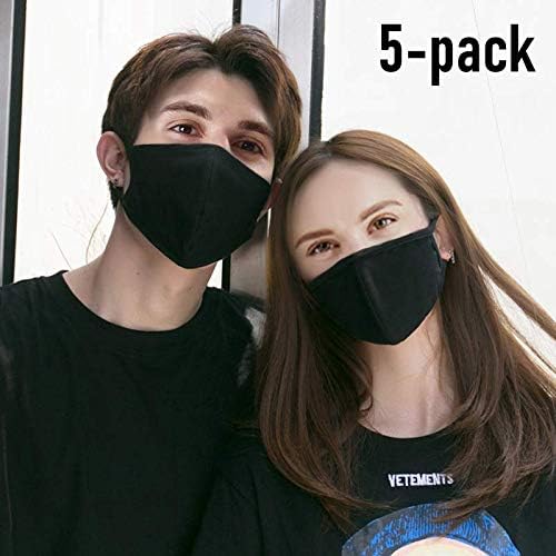 Organic Labs - 5 Pack Face Masks with Breathing – 100% Cotton, Washable, Reusable Cloth Masks – Protection from Dust, Pollen, Pet Dander, Other Airborne Irritants