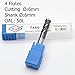 Ougar8 4 6 8mm CNC Carbide Lathe Milling Cutter End Center Cutting Roughing Router Bits Tungsten TiAlN Coated Engraving Cutting End Mill Square Flat Endmills Micrograin Solid Tools HRC45(3pcs/Lot)