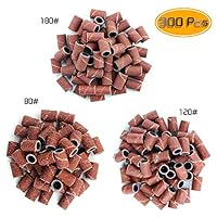 Kuqqi 300 Pcs Professional Sanding Bands for Nail Drill Bits, 3 Sizes #80#120#180 Grit Nail File