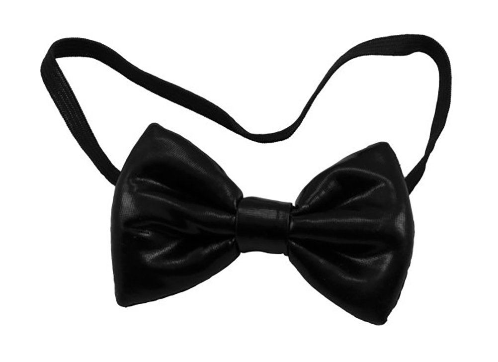 Bow Tie Metallic Black, Novelty Fancy Dress Item with Elastic Fastening