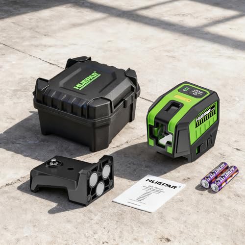 Huepar 3 Point Laser Level, Self Leveling Plumb Dot Laser with Magnetic Base, 98-165Ft Green Laser Alignment Tool for Framing, Electrical & DIY – PL300G