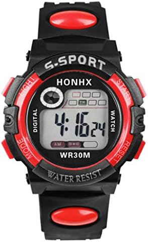 Multifunction Man Digital LED Quartz Watch Ninasill Sport Watch LED Alarm Waterproof Watch(Red)
