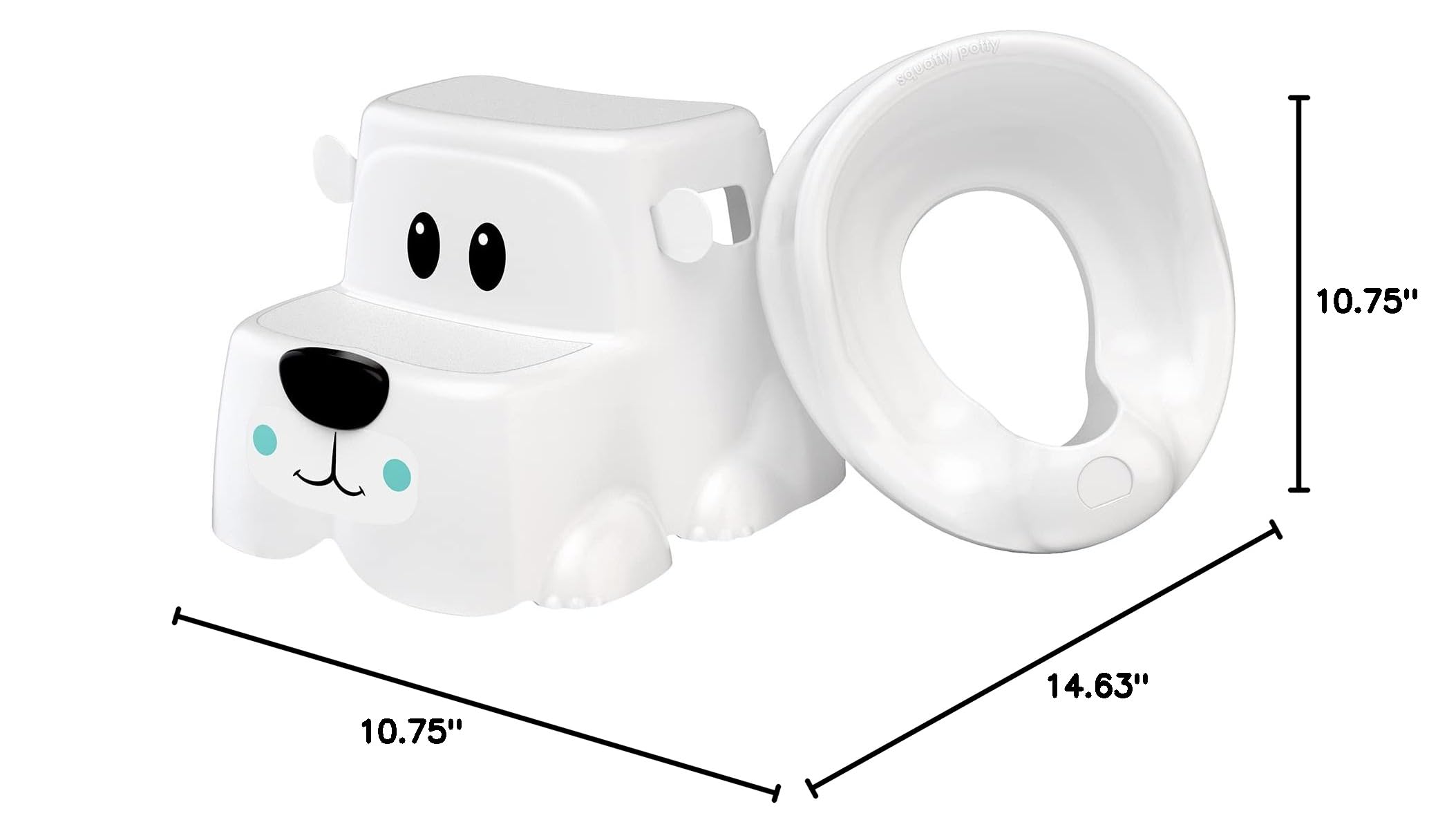 Squatty Potty Kids Toilet Step Stool Set, Potty Pet Bear Cub Base with Training Seat