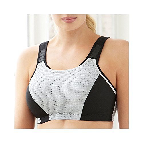 Glamorise Women's Plus Size Firm Impact Motion Control Active Bra Black Grey,38