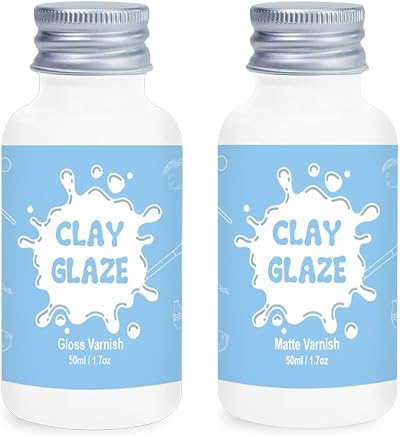 EIGTWEN 2 x 50ml Air Dry Clay Glaze Varnish Gloss Matte Protective Coating