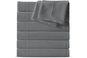 Maple&Stone Twin Flat Sheet 6 Pack,Premium Soft & Breathable,Brushed Microfiber Fabric,Anti-Shrinkage & Non-Fading,Bulk Flat Sheets Only Twin Size (Grey)