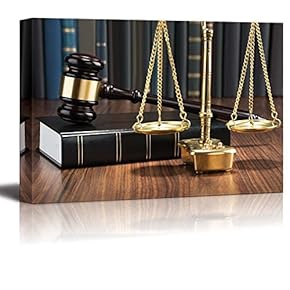 Wooden Gavel on Book with Golden Scale on Table Justice Concept Lawyer