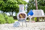 La Hacienda Swirl Clay Chimenea - Handmade Patio Heater - Sea Blue & Red view 2