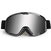 LMAVAG Motocross Goggles for Adult ATV, Motorcycle, Dirtbike & Offroad - UV400 Anti-Scratch, Dustproof Silver MX Goggles