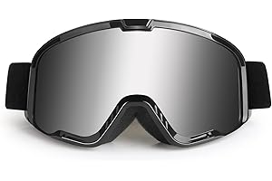 LMAVAG Motocross Goggles for Adult ATV, Motorcycle, Dirtbike & Offroad - UV400 Anti-Scratch, Dustproof Silver MX Goggles