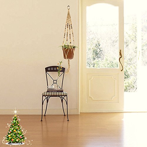 Newcomdigi  Macrame Plant Hanger Indoor Outdoor Hanging Planter Basket Jute Rope 4 Legs 40 Inch - Thumbnail 6