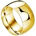 BOHG Jewelry Mens Womens Wide 11mm Stainless Steel Biker Rings Highly Polished Couples Wedding Bands Gold