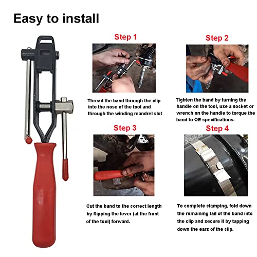 Tabazy CV Joint Banding Tool with Cutter, Ear Clamp Pliers with 8pcs Single Ear CV Boot Clamps