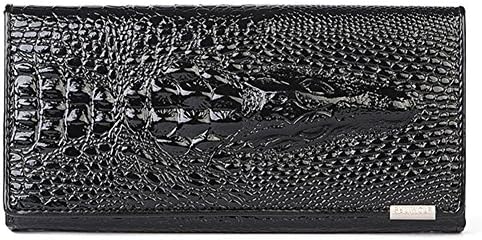 Reeyo Women Crocodile Grain Wallet Luxury Clutch Leather Long Purse （Black）