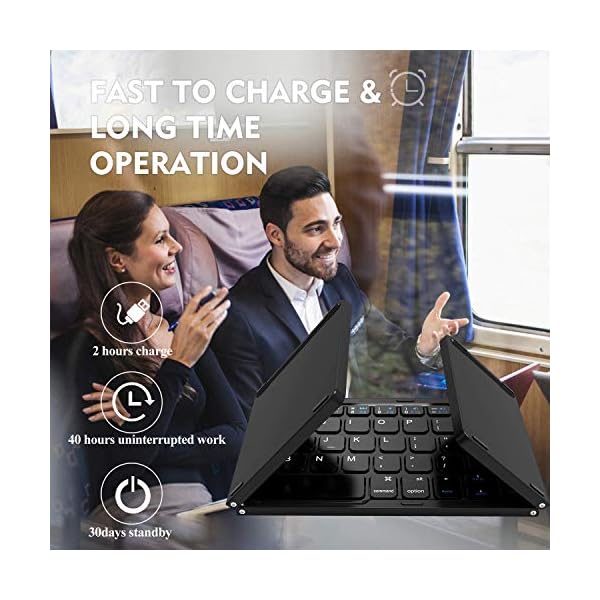 Folding Bluetooth Keyboard, Jelly Comb B003B Rechargeable USB Wired & Bluetooth Keyboard Dual Mode UK Layout with…