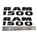 Yoaoo 2x Genune Black Ram 1500 Emblem Badge 3D Emblem Decals Nameplates Flat Letter Matte OEM