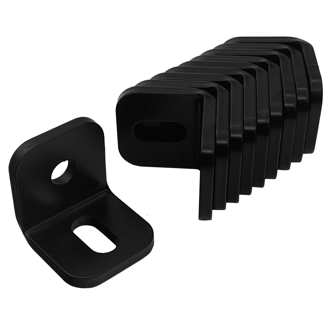 Photo 1 of 10 PCS 1-1/2" 90°Black Adjustable Rafter Hanger Clips Brackets,Angle Iron with Holes L Brackets Heavy Duty Corner Brace Max Load 420lbs,3/16" Thickness(Style B)