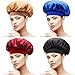 SATINIOR 4 Pieces Soft Satin Sleeping Cap Salon Bonnet Night Sleep Hat Hair Loss Cap (Solid Color Wide Band)