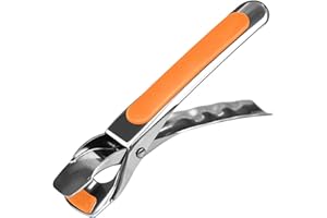 XIAOKEIS Hot Plate Gripper, Pizza Pan Gripper Ergonomic Bowl Clip Restaurant Hot Plate Gripper Stainless Steel, Air Fryer Pans Gripper(Orange)