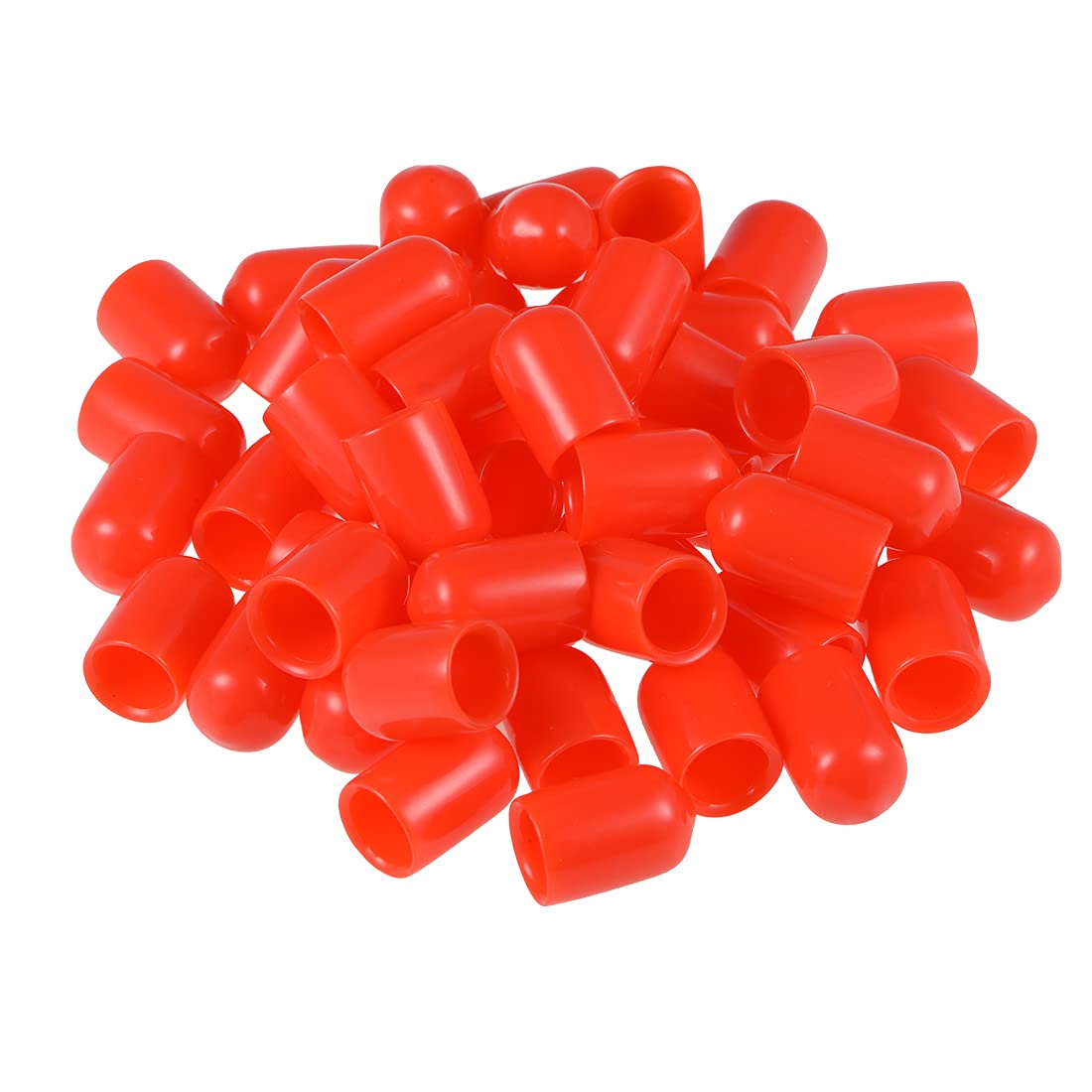 sourcing map 50pcs Rubber End Caps 8mm ID Vinyl Round Tube Bolt Cap Cover Screw Thread Protectors Red
