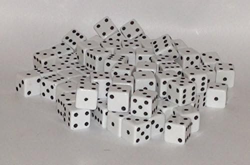 Dice 100 x 7mm opaque white (100-7-whi)