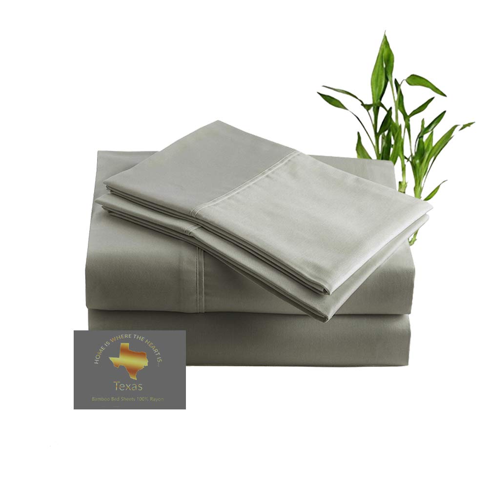 Luxury 4pc Gray Bamboo Bed Sheets Texas King Size 100 Rayon Amazon In Home Kitchen