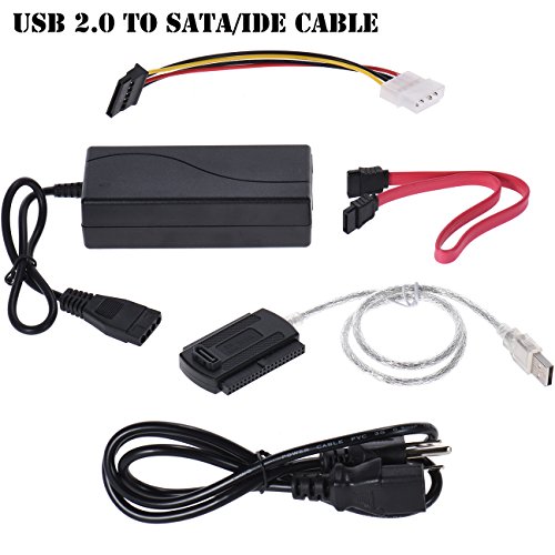 Warmstor SATA/PATA/IDE Drive to USB 2.0 Adapter Converter Cable for 2.5'' / 3.5'' Hard Drive Disk HDD with External AC Power Adapter