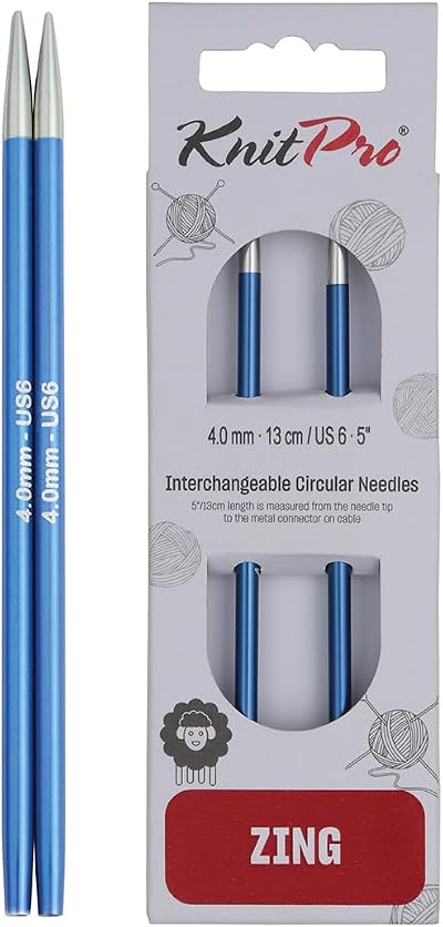 KnitPro Zing Interchangeable Circular Needles 5" 4.00mm (13cm)