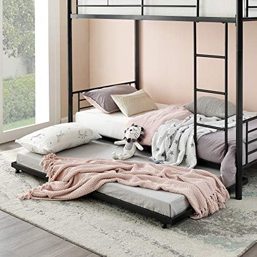 Walker EdisonTwin Trundle Metal Bed, Black