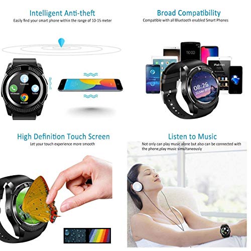 Android Smart Watch for Women Men, 2019 Bluetooth Smartwatch Smart Watches Touchscreen with Camera, Cell Phone Watch with SIM Card Slot Compatible Android Samsung iOS Phones XS 8 7 6 Note 8 9 Adult