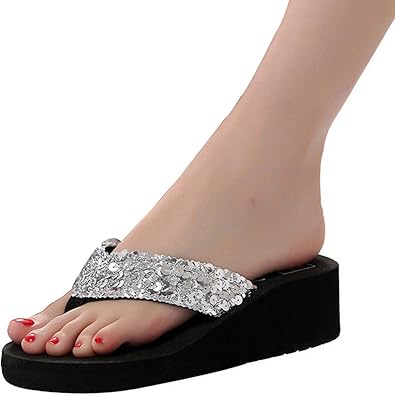 silver flip flops amazon