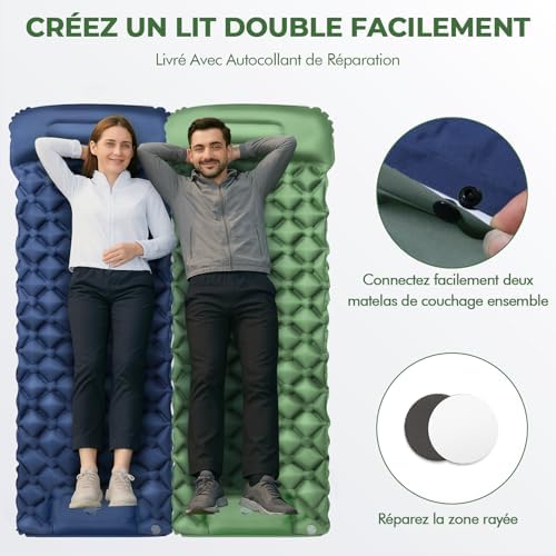 Matelas de Camping, Tapis de Camp Gonflable 195cm*60cm