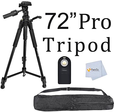 Professional 72-inch Tripod Center Pole 3-way Panhead Tilt Motion with Bubble Level Indicators for Pentax K3, K5, K5 II, K-30, K-50, K-500, K-1000, K-01, K-X, K-7, K-5, K-R, 645D, K20D, K200D, K2000(K-m), K10D, K2000, K1000, K100D