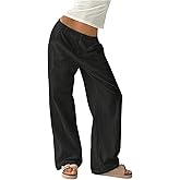 Verdusa Women's Ultra Low Waist Straight Leg Pants Casual Loose Trousers with Pockets