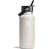 Hydro Flask 32 Oz Wide Flex Straw Cap Bottle - Insulated Stainless Steel - Wide Straw Lid, Non Spill, Leakproof in Oat