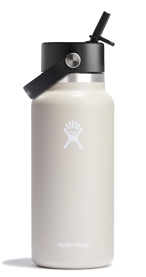 Hydro Flask 32 Oz Wide Flex Straw Cap Bottle - Insulated Stainless Steel - Wide Straw Lid, Non Spill, Leakproof in Oat