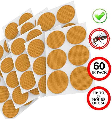 Natural Mosquito Repellent Patches, Deet-Free, for Kids and Adults, with Pure Essential Oils, Non-Toxic, Hypoallergenic and Long Lasting Bug Protection, 60 Stickers