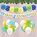 WERNNSAI Dinosaur Party Decoration Kit - Baby Shower Party Supplies for Boys Including “It's A Boy” Banner Latex Balloons Paper Pom Poms Ribbons Artificial Monstera Leaves 43PCS