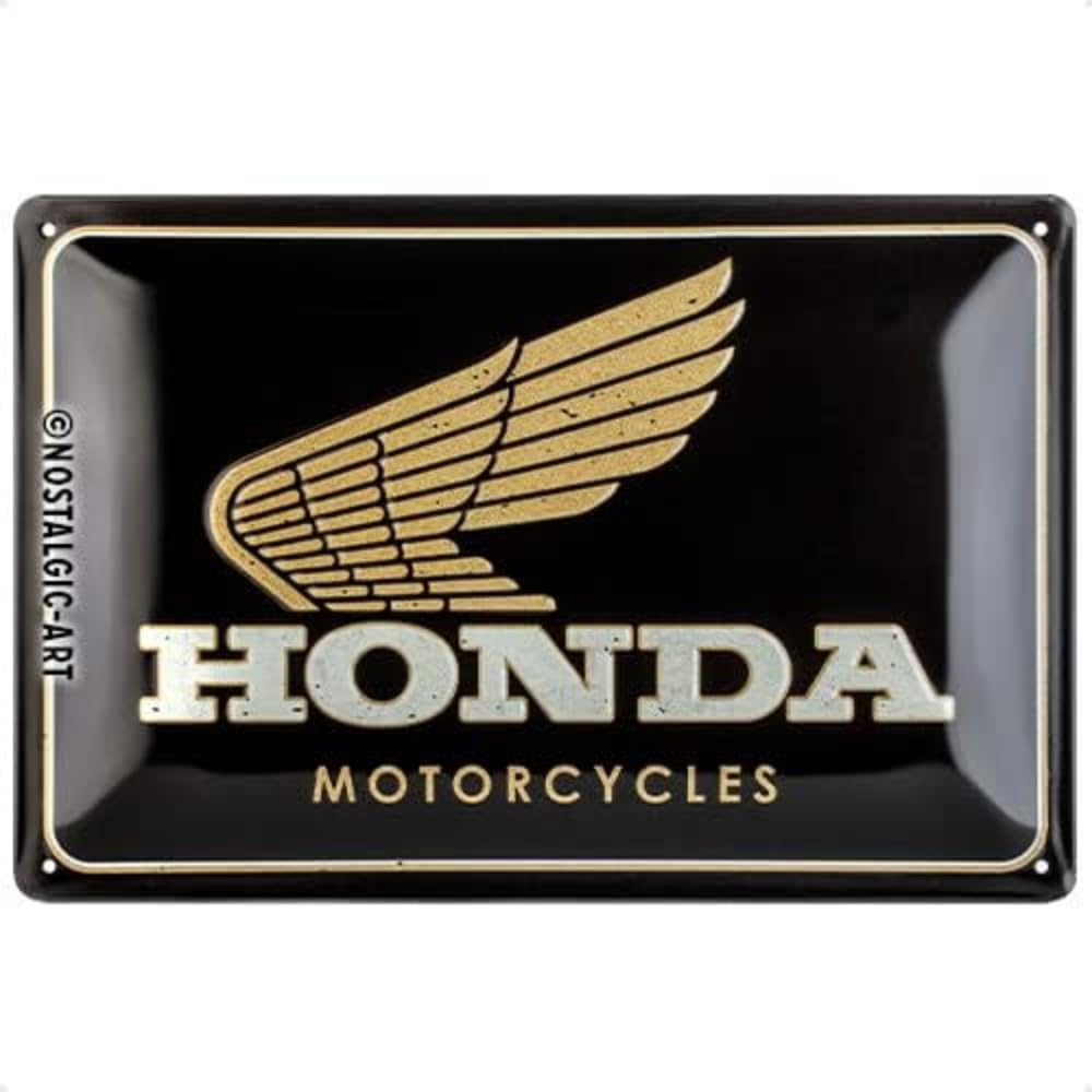 Nostalgic-Art Retro Tin Sign, 20 x 30 cm, Honda MC - Motorcycles Gold - Gift Idea for Bikers, Original Licensed Product (OLP), Made of Metal, Vintage Design, Tin Signs Sayings