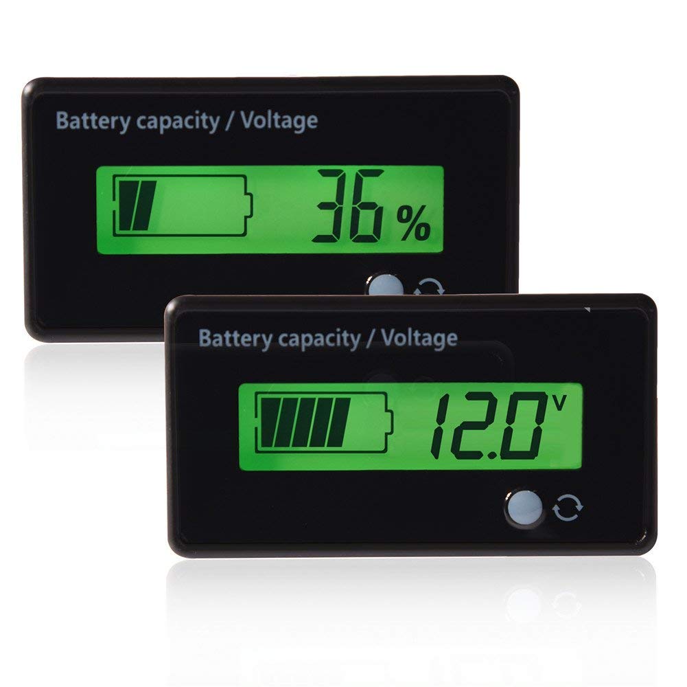 LCD Digital Battery Capacity Monitor, 6-70V Lithium Battery Capacity Tester Voltage Meter with Green Backlit, for Battery Pack, UPS, EPS, Power Supply, etc