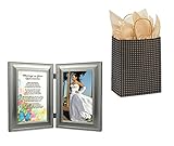 Quinceanera Gifts for Girl's Fifteenth Birthday from Mother, Father, Family, Friends - Sentimental Poem in a 4x6 Pewter Double Frame with Gift Bag