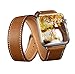 CNBEYOUNG Apple Watch Band 42mm, Genuine Leather Apple Watch Band Strap Bracelet Replacement Wrist Band with Adapter Clasp for Apple Watch Series 1 Series 2 Apple iWatch (Double Tour-Brown-42mm)